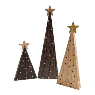 Imagem de Fancyes Conjunto de 3 Enfeites de Madeira para Árvore de Natal, Placa Decorativa Multifuncional para Mesa, Decoração de Casa e Casamento.