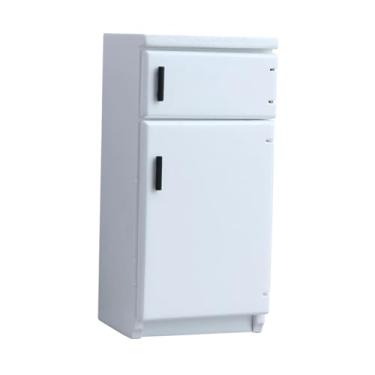Imagem de MotiveTech Miniatura de geladeira e freezer para cozinha de casa de bonecas em escala 1/12, Branco
