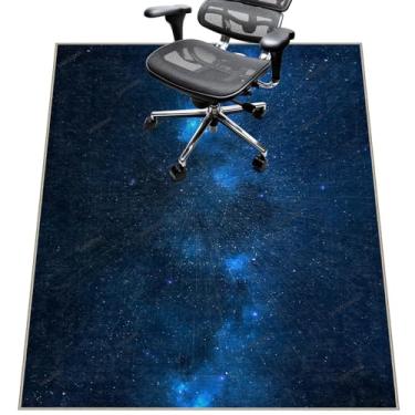 Imagem de Tapete de cadeira para piso de madeira, tapete de mesa de 122 cm x 152 cm para cadeira de computador com rodinhas e piso baixo, protetor de piso antiderrapante para escritório em casa, céu estrelado