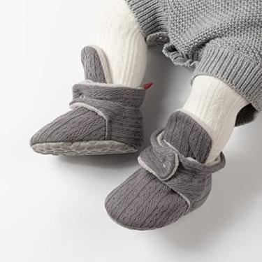 Imagem de Botas de algodão infantis de inverno quente de lã macia para bebês primeiros andadores de berço com pegas, meias quentes e aconchegantes para bebês meninos e meninas, 05 - Cinza, 12-18 Months Toddler