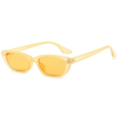 Imagem de JRLLFD Óculos de sol femininos de luxo, vintage, armação pequena, masculino, para áreas externas, UV400 (amarelo)