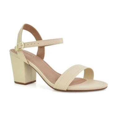 Imagem de Sandália Beira Rio Creme Salto Bloco 8280685 Elegante, Creme, 38