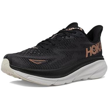 Imagem de HOKA Tênis feminino de caminhada, Preto/ouro rosa, 35