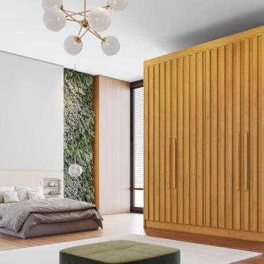 Imagem de Guarda-roupa Casal 4 Portas Ripadas 100% MDF Potente - Móveis Europa