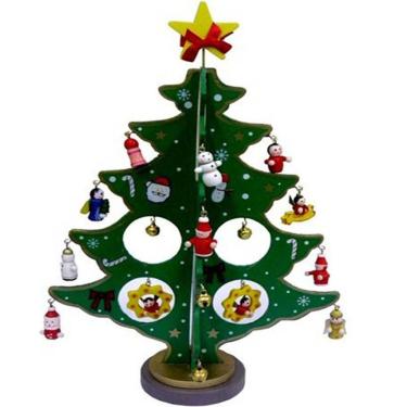 Imagem de Mini Arvore De Natal Enfeite 24 Pcs Natalino Madeira Bonecos (919)