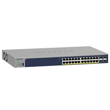 Imagem de NETGEAR Switch inteligente Gigabit Ethernet de 28 portas PoE (GS728TP) – Gerenciado, Gerenciamento opcional de nuvem Insight, 24 x PoE+ @ 190W, SFP 4 x 1G, montagem em desktop ou rack, e proteção vitalícia limitada