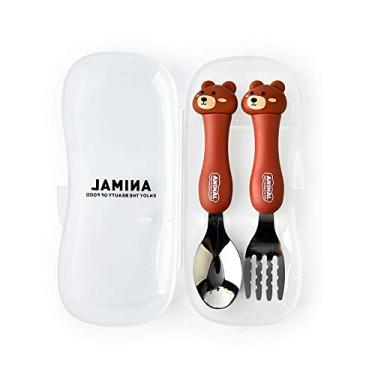 Imagem de Conjunto de 2 peças para viagem, utensílios de mesa portáteis para crianças, conjunto de colher e garfo com estojo de viagem