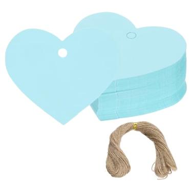 Imagem de PATIKIL Etiquetas de presente com cordão, 200 peças de etiquetas de papel em branco em forma de coração etiquetas para embrulho de presente com barbante de juta para lembrancinhas de festa de