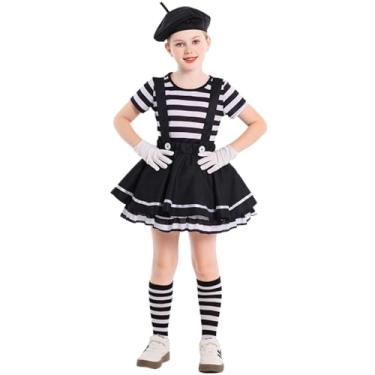 Imagem de AGCOAH Girls Clown Dress Black Kids Circus Wicked Jester Outfit 4PCS with Hat Halloween Art Movie Costume Cosplay L(14-16Y)