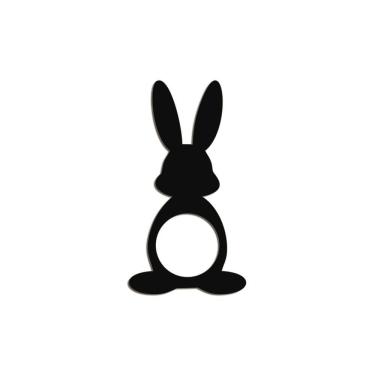 Imagem de Porta Guardanapo Coelho Frente Kit 4 Peças 5,5cmx10cm- Cria Arte Laser Preto