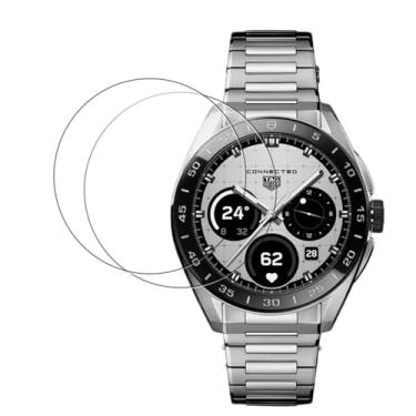 Imagem de Oshmirian Pacote com 2 protetores de tela para TAG Heuer Connected Calibre E5 45 mm – Película de vidro temperado 9H, antiarranhões, anti-impressões digitais, sem bolhas, inquebrável, à prova de