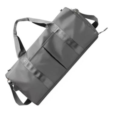 Imagem de Bolsa de Academia Grande, Mala de Viagem Espaçosa com Alças de Mão e Ombro Ajustáveis, Design Moderno e Reforçado (Cinza)