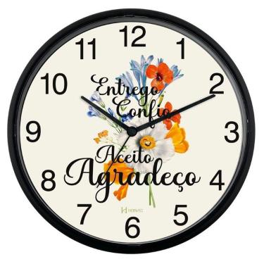 Imagem de Relógio De Parede Herweg 26 Cm Com Tic Tac 660134 Preto - Preto