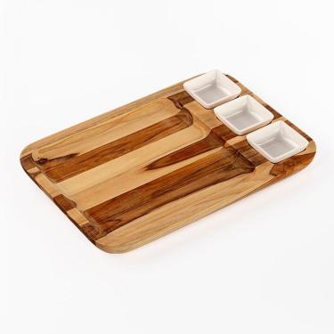 Imagem de Petisqueira Retangular Em Madeira Com 3 Potes - Stolf