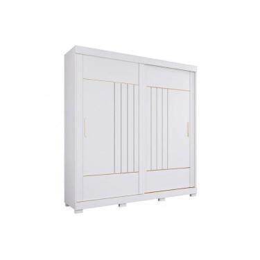 Imagem de Guarda Roupa Casal 2 Portas De Correr E 3 Gavetas C- Pés Ayla Branco - Panan