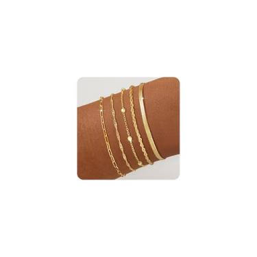 Imagem de Fezodo Pulseiras de corrente de mão de ouro para mulheres, anel delicado banhado a ouro 14K, corrente de mão, moderna, corrente de dedo, corrente de mão, joias presentes para mulheres, 7+2, Latão, Sem