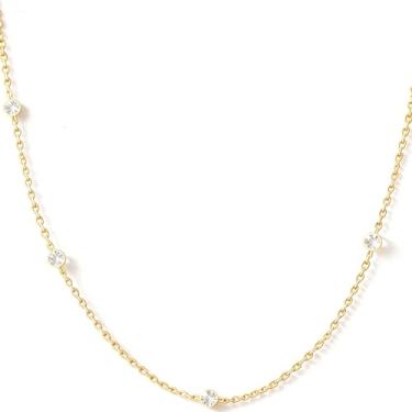 Imagem de Kairosia Colar feminino banhado a ouro 14 K de zircônia cúbica com pingente de imitação de diamante, pingente moderno, joia feminina, presente de aniversário, free, Latão, Zircônia cúbica