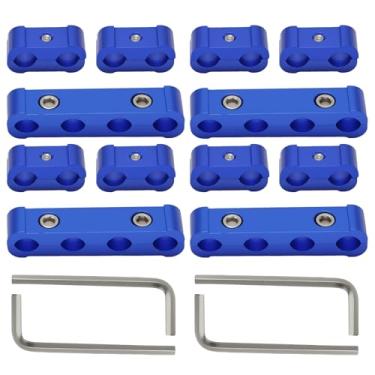 Imagem de Saihisday Azul 4 separadores de fios longos, 8 separadores de fio curto, 4 chaves Allen, liga de alumínio, adequado para clipes de retenção de fio de vela de ignição de 8 mm, 9 mm e 10 mm