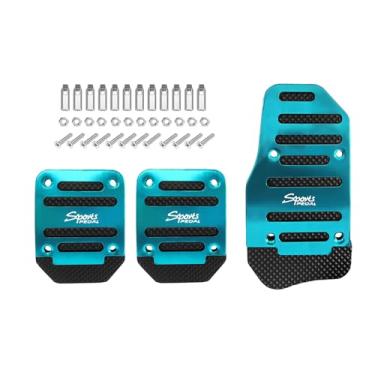 Imagem de HQRNYP 2 peças, capa antiderrapante para pedal de carro, capa de pedal de freio, protetor de pedal de freio automotivo de liga de alumínio, kit de protetor de pedal de acelerador de transmissão