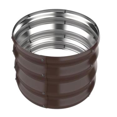 Imagem de GOOZOO Canteiro de jardim elevado galvanizado, kit de cama de jardim elevado de 6 x 0,6 x 0,3 m para jardinagem ao ar livre, caixa redonda de metal para vegetais, frutas, flores (marrom)