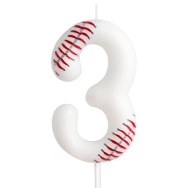 Imagem de Vela de aniversário, velas com número de aniversário com tema de beisebol, topo de bolo de vela para meninos, meninas, crianças, topo de bolo de aniversário, reuniões temáticas, suprimentos de festa