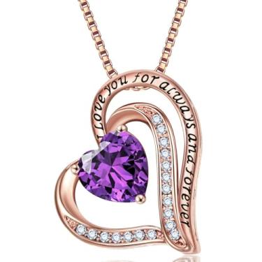 Imagem de Colares com pingente de cristal de pedra do mês de nascimento para mulheres, presente de aniversário dos namorados, dia das mães, colar de namorada, joia de coração de filha, aniversário para ela, ON