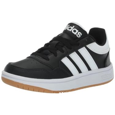 Imagem de adidas Originals Tênis infantil unissex Hoops 3.0 Low, Preto/Branco/Goma, 18