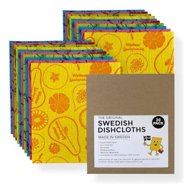 Imagem de Panos de prato suecos originais – Pacote com 20 | Feito na Suécia | Panos de limpeza ecológicos, reutilizáveis e super absorventes