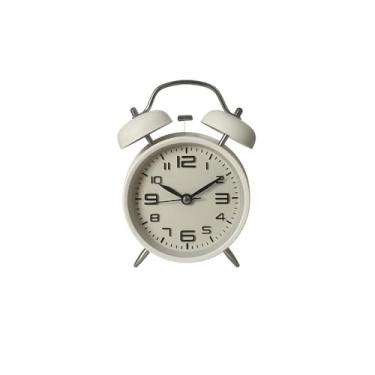Imagem de Despertador Analógico Retrô, Branco, Estilo Clássico, Dois Sinos, Mostrador Numérico Grande