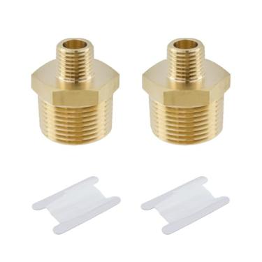 Imagem de LC LICTOP Acessórios de latão 2 peças, 3/4 NPT macho x 1/4 NPT macho, conector de tubo de rua Barstock, encaixe de latão forjado para conexão de linha de mangueira de tubo, com fita de vedação de 9 m