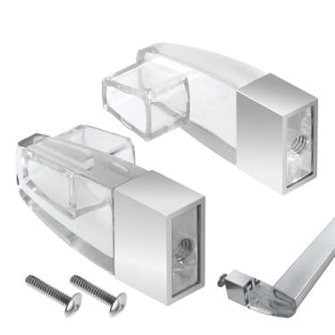 Imagem de Suportes de barra de toalha de chuveiro compatíveis com Alumax e Basco, substituição para varão de toalha de porta de chuveiro deslizante cromado de 63,5 cm, suportes de acrílico transparente