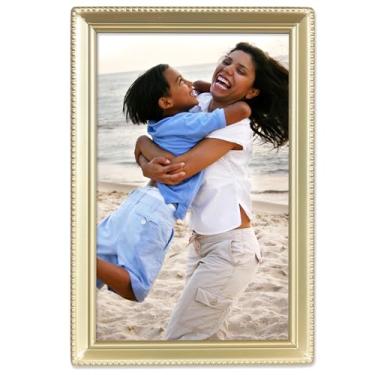 Imagem de Porta-retrato Lawrence 11446 latão antigo, 10 x 15 cm, design de borda de contas