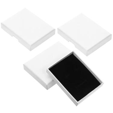 Imagem de LXUEJIE Pacote com 3 caixas de presente pequenas, colar pulseira brinco organizador de papelão, caixa de joias de papelão com tampas, caixas de presente quadradas para aniversário, Natal, Natal