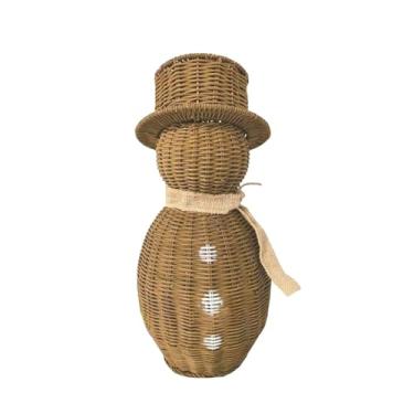 Imagem de Vaveren Enfeite de Natal de boneco de neve para mesa, artesanato rústico de inverno, escultura decorativa de Natal para festa em casa, 20cm X 20cm X 43cm