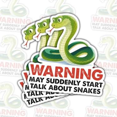 Imagem de Adesivos de cobra Warning Suddenly Start com 3 peças, adesivos engraçados de répteis de desenho animado para laptop, caderno, diário, garrafa de água, para-choque de carro, presente para adolescentes