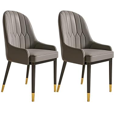 Imagem de Cadeira de jantar, cozinha, sala de jantar, móveis, cadeiras de cozinha, sala de jantar, conjunto de 2 cadeiras de sala de estar, couro moderno, encosto alto, assento macio, cadeira de couro à prova