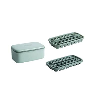 Imagem de JYXYXSCP Molde de cubo de gelo congelado, bandeja de cubos de gelo, artefato de caixa de armazenamento, caixa de congelador de silicone de grau alimentício com grande capacidade