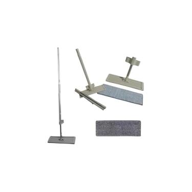 Imagem de Mop Retrátil Profissional com 2 Refis, Cabo Ajustável 134cm, Material Plástico e Poliéster, para Limpeza de Pisos, Cinza e Verde