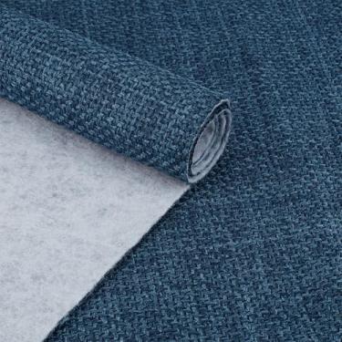 Imagem de BENECREAT Tecido de linho de poliéster espesso azul 1,58 m, fibra de linho multiuso de 100 cm de largura, material de estofamento de textura grossa para decoração de festa de casamento, Natal