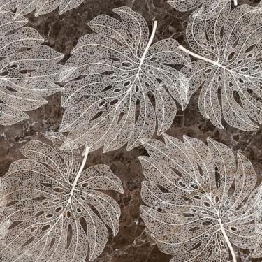 Imagem de Quadro Decorativo Folhas Monstera Desenho Moderno Em Padrão Contínuo 40x40cm