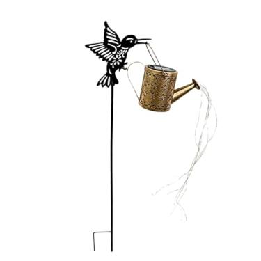 Imagem de Regador com luz solar, lanterna solar LED beija-flor, decoração externa - decorações externas à prova d'água para quintal, jardim, Dia das Bruxas, Ação de Graças, Natal