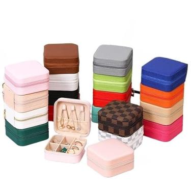 Imagem de Presente Feminino, Porta Joia Caixinha Joias para Viagem Portátil Armazenamento Anel Brinco Colar P, 10x10x5cm(CORES ALEATÓRIAS,3 PEÇAS)
