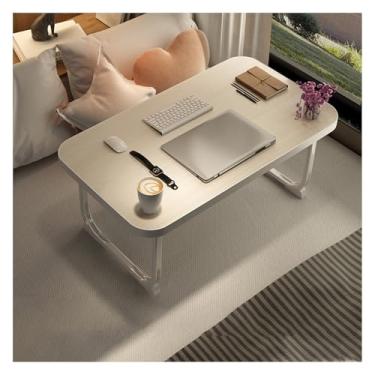 Imagem de Mesa para laptop, mesa baixa para cama, suporte para laptop, mesa dobrável para laptop, mesa dobrável para laptop, com recessos, suportes de copos, estantes de livros e gavetas. (preto, tipo estante