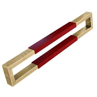 Imagem de Maçaneta de porta de madeira Maçaneta de madeira para porta de celeiro deslizante, barra de puxar moderna resistente, 80 cm, 120 cm, maçaneta retangular (cor: vermelho, tamanho: 120 cm/47 polegadas)