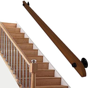 Imagem de Corrimão de escada de madeira antiderrapante para casa contra a parede corrimão para idosos corrimãos de suporte de corredor vários tamanhos (tamanho: 3,4 m)