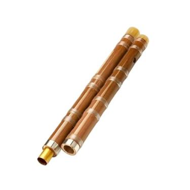 Imagem de Flauta de bambu de madeira flauta tom F instrumento de sopro marrom claro 10 furos