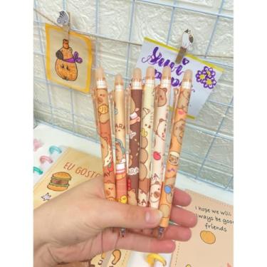 Imagem de Kit 3 Canetas Apagáveis Capivara Simples Kawaii 0.5mm - Tinta Azul - 3 ou 6 un Estética Fofa (Caixa 6 Canetas)