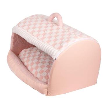 Imagem de MotiveTech Cama toca para gatos com almofada removível e lavável, macia e aconchegante, ideal para gatos de interior, cães gatinhos, Pink L
