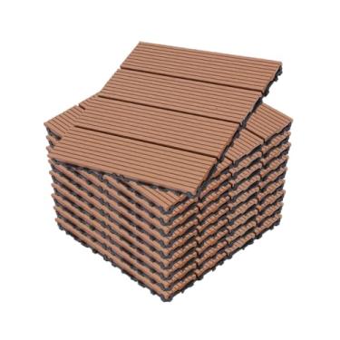 Imagem de SPXMQSS Decking composto, azulejos de deck ao ar livre, telha de convés interligados WPC para exterior interior pátio jardim varanda terraço 30 x 30 x 2,2 cm A 33 peças