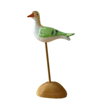 Imagem de predolo Estatueta de gaivota de madeira, ornamento criativo para decoração de praia ou litoral, estátua de aves marinhas para mesa de casa, ambientes internos, Luz Verde